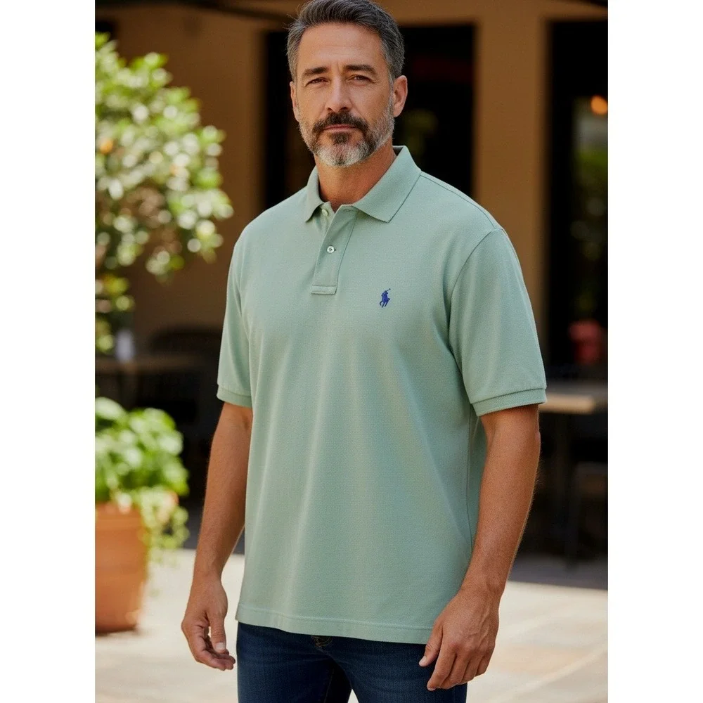 Polo Ralph Lauren Shirt Mens LT Seafoam Green Soft Cotton Pony Logo Polo